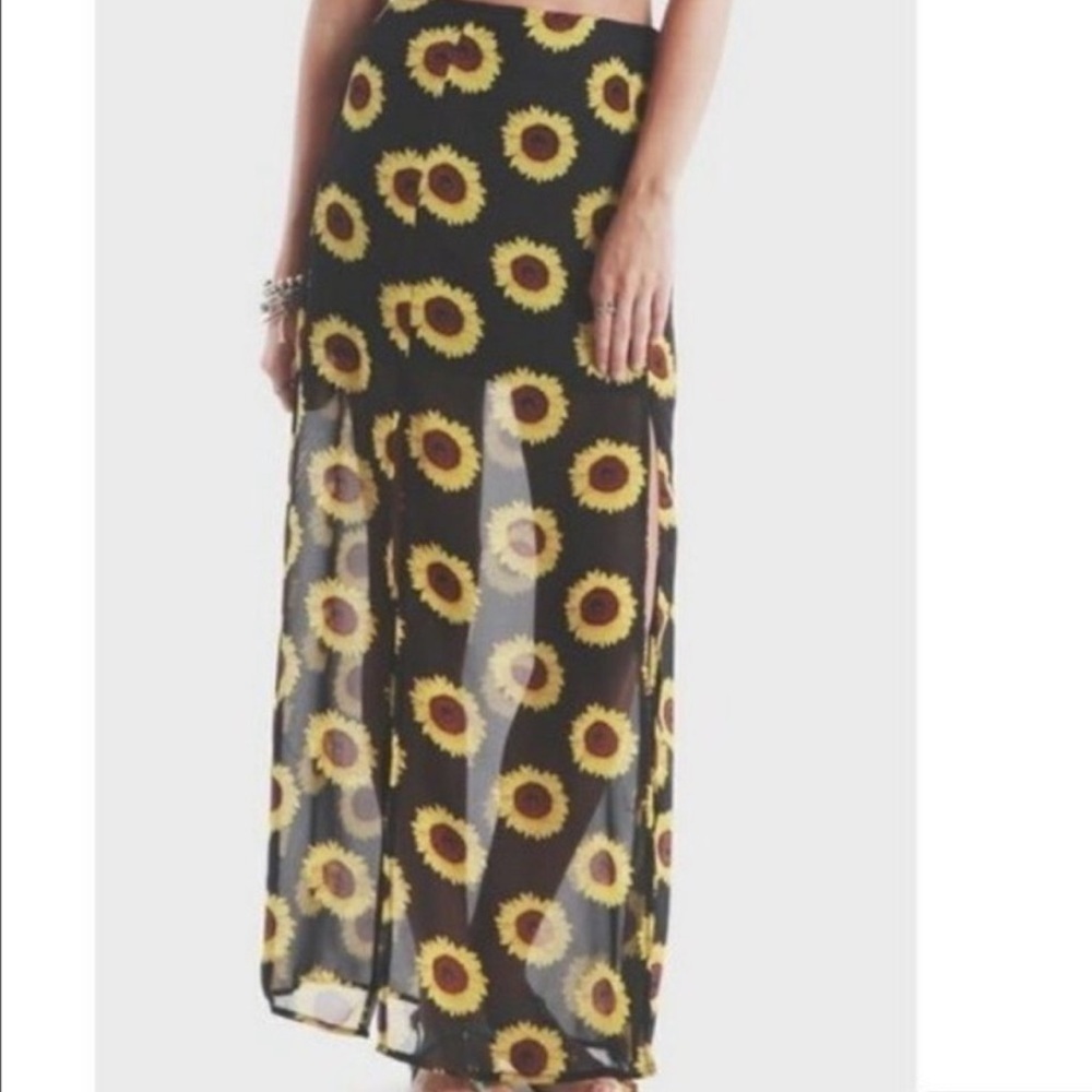 PacSun Black Sunflower Sheer Maxi Skirt